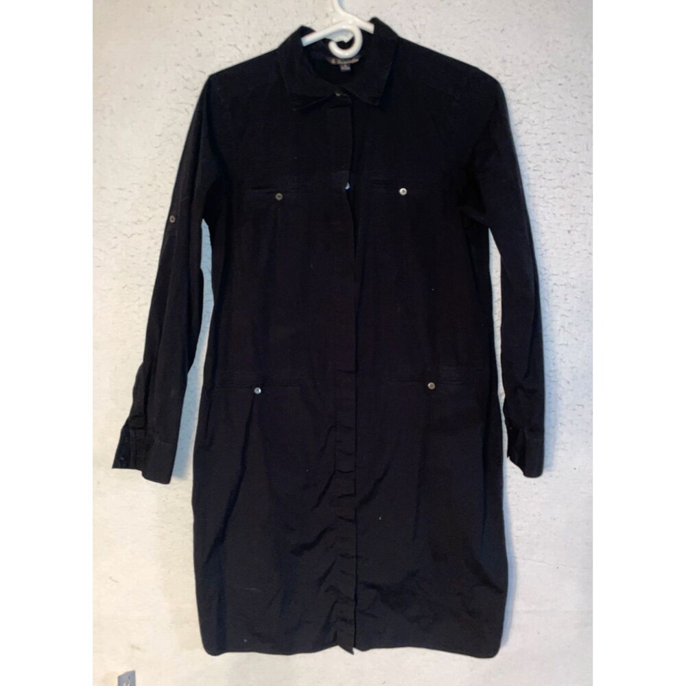 Brooks Brothers Shirt Dress Womens sz 8 Black Long Sleeve Utility Cotton pockets